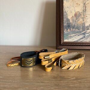 Urban Outfitters Leather Bracelet Black Gold & Tan Bundle